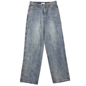 Women's Y2K Side Cut Out High Waisted Heart Pocket Light Wash Mom Jeans- Size 28